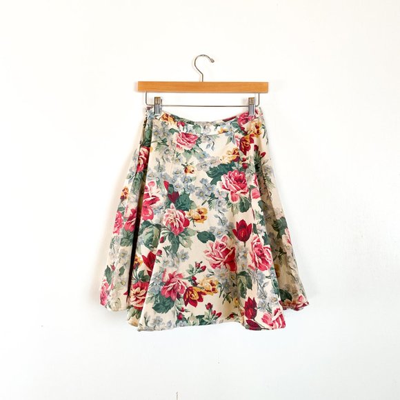 Vintage 80's Denim Floral Mini Circle Skirt - Picture 3 of 4